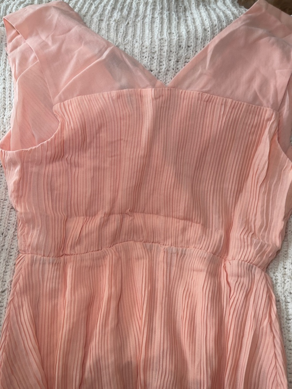 Strut & Bolt Peach Pleated V-Neck Dress - Picture 6 of 7